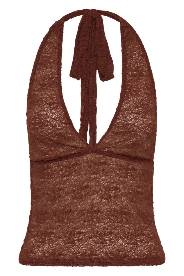 Women Meshki Tops Asher Sheer Lace Halter Top 8211 Chilli