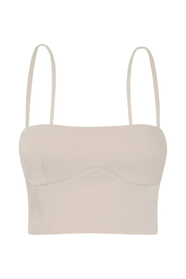 Women Meshki Tops Bahar Seam Line Crop Top 8211 Wheat Women Meshki Tops Bahar Seam Line Crop Top 8211 Wheat