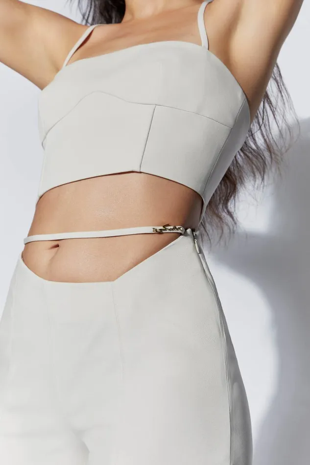 Women Meshki Tops Bahar Seam Line Crop Top 8211 Wheat Women Meshki Tops Bahar Seam Line Crop Top 8211 Wheat