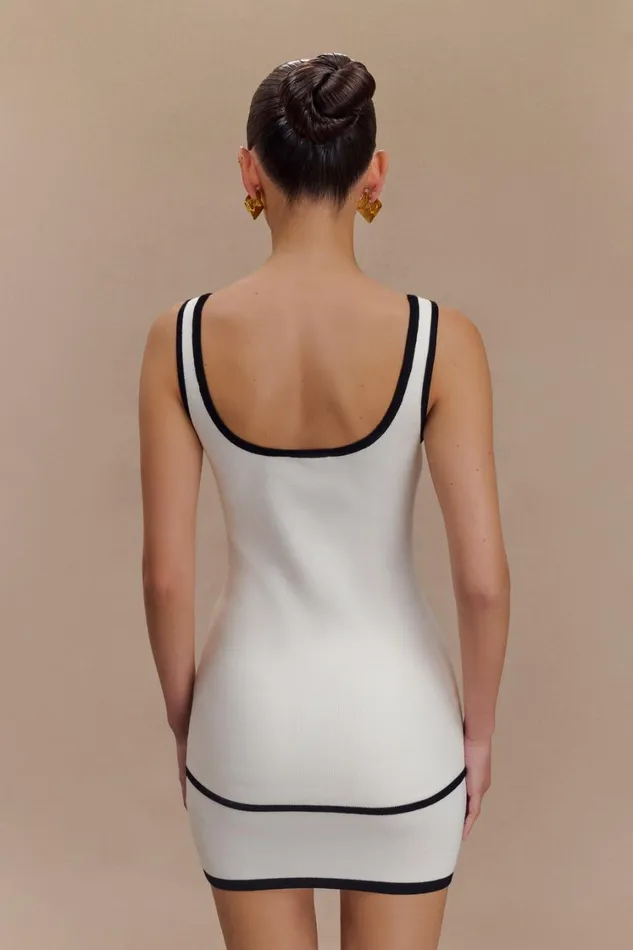 Women Meshki Tops Becky Contrast Knit Top 8211 Ivory and Black
