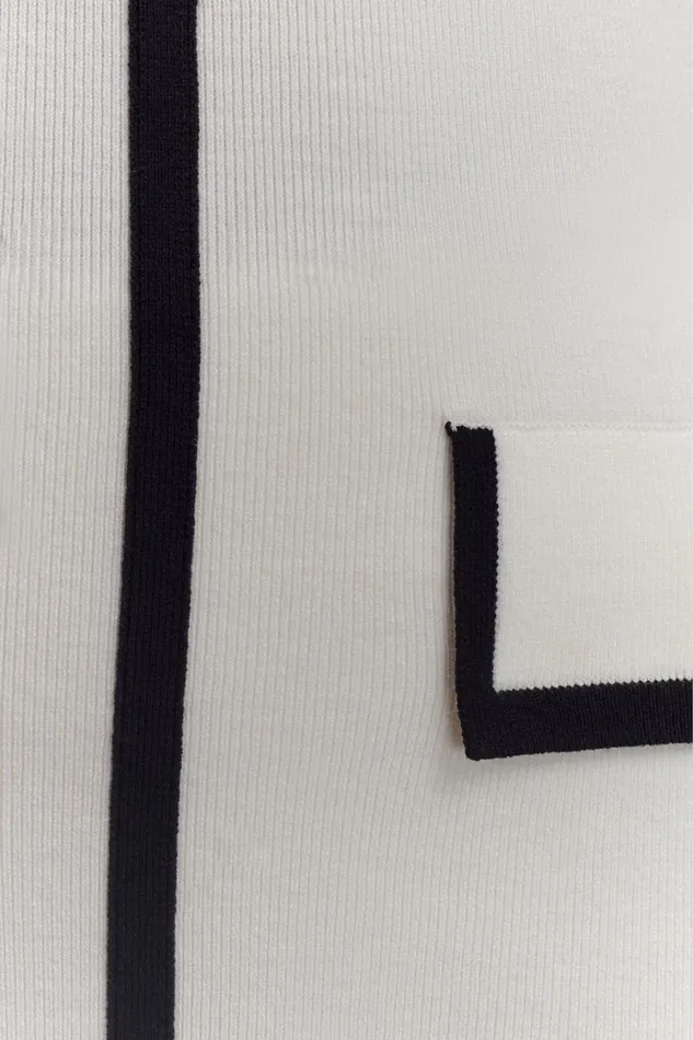 Women Meshki Tops Becky Contrast Knit Top 8211 Ivory and Black