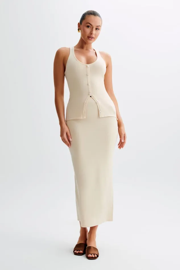 Women Meshki Tops Benedetta Button Down Sleeveless Top 8211 Cream