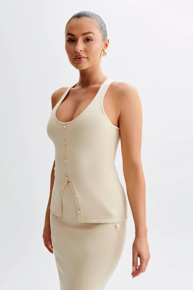 Women Meshki Tops Benedetta Button Down Sleeveless Top 8211 Cream
