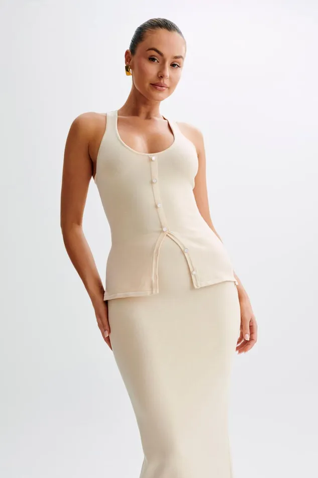 Women Meshki Tops Benedetta Button Down Sleeveless Top 8211 Cream