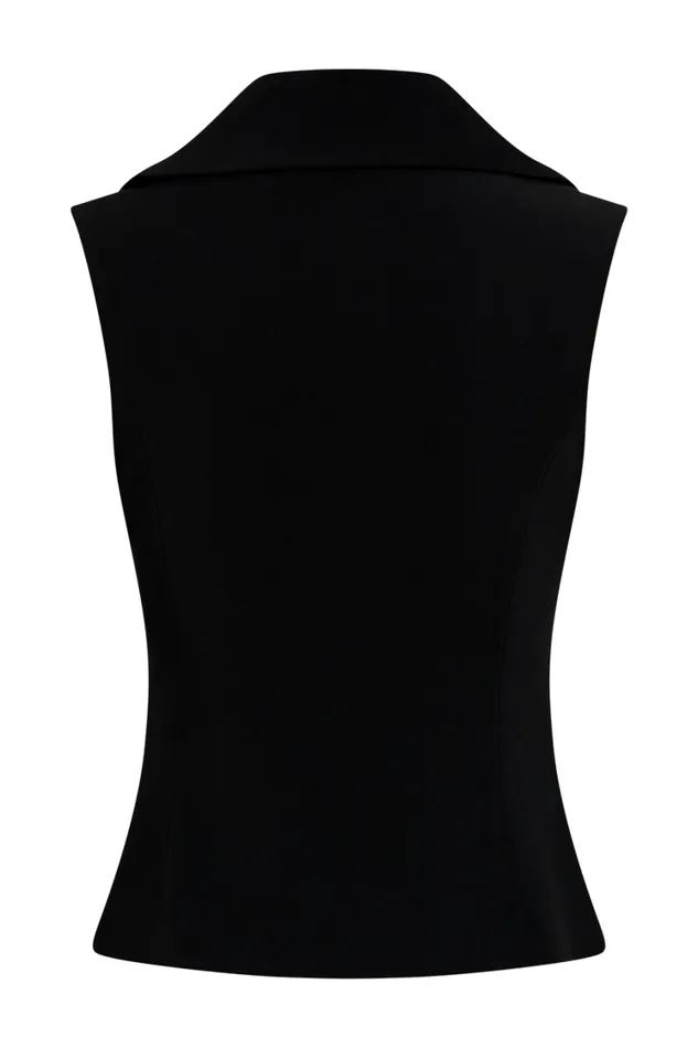 Women Meshki Tops Berkley Suiting Waistcoat With Cowl 8211 Black