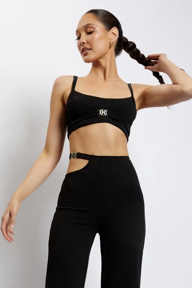 Women Meshki Tops Blythe Double Strap Crop Top 8211 Black Women Meshki Tops Blythe Double Strap Crop Top 8211 Black