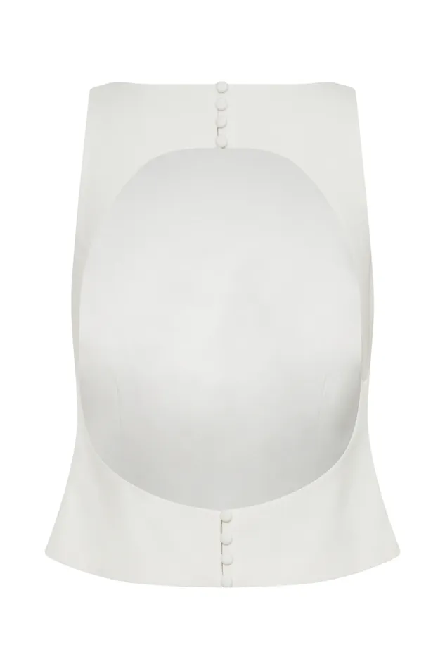 Women Meshki Tops Brigette Boat Neck Longline Top 8211 Ivory