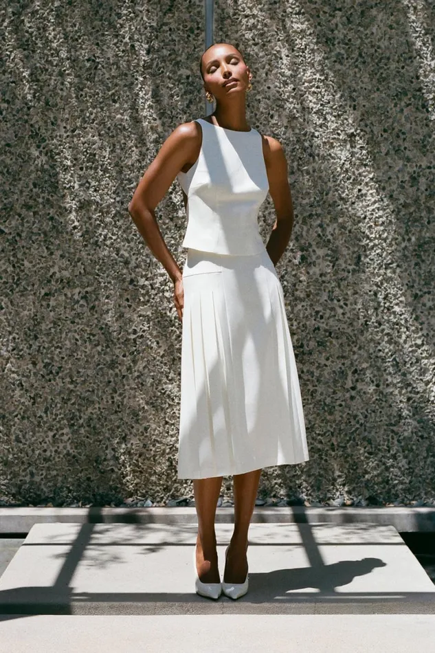 Women Meshki Tops Brigette Boat Neck Longline Top 8211 Ivory