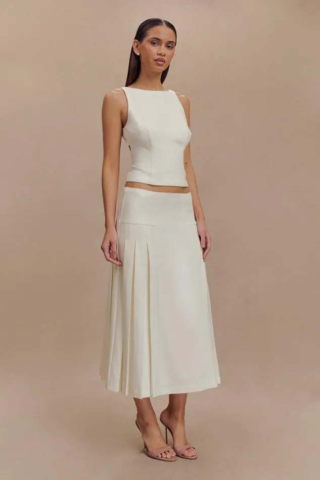 Women Meshki Tops Brigette Boat Neck Longline Top 8211 Ivory