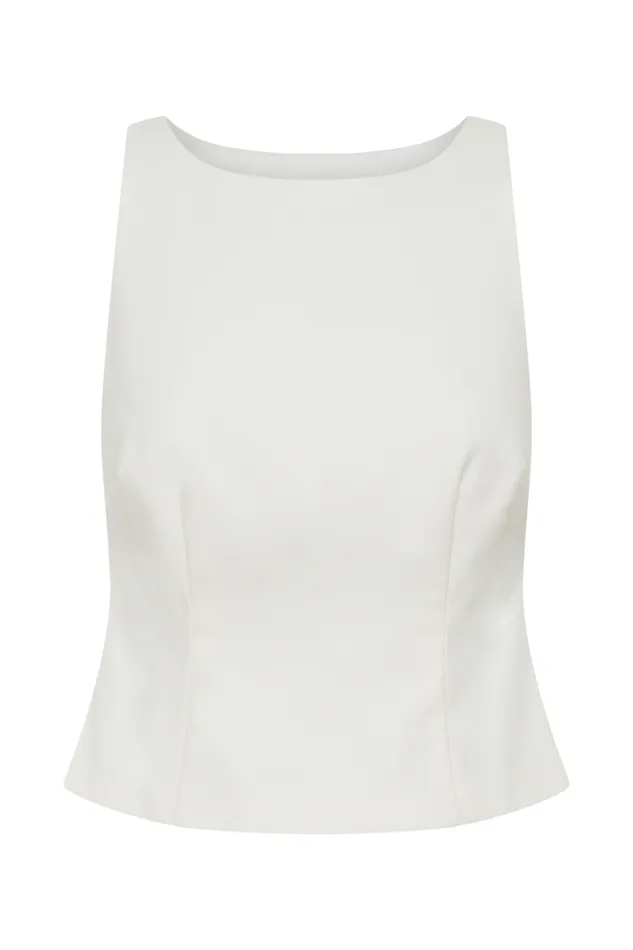 Women Meshki Tops Brigette Boat Neck Longline Top 8211 Ivory