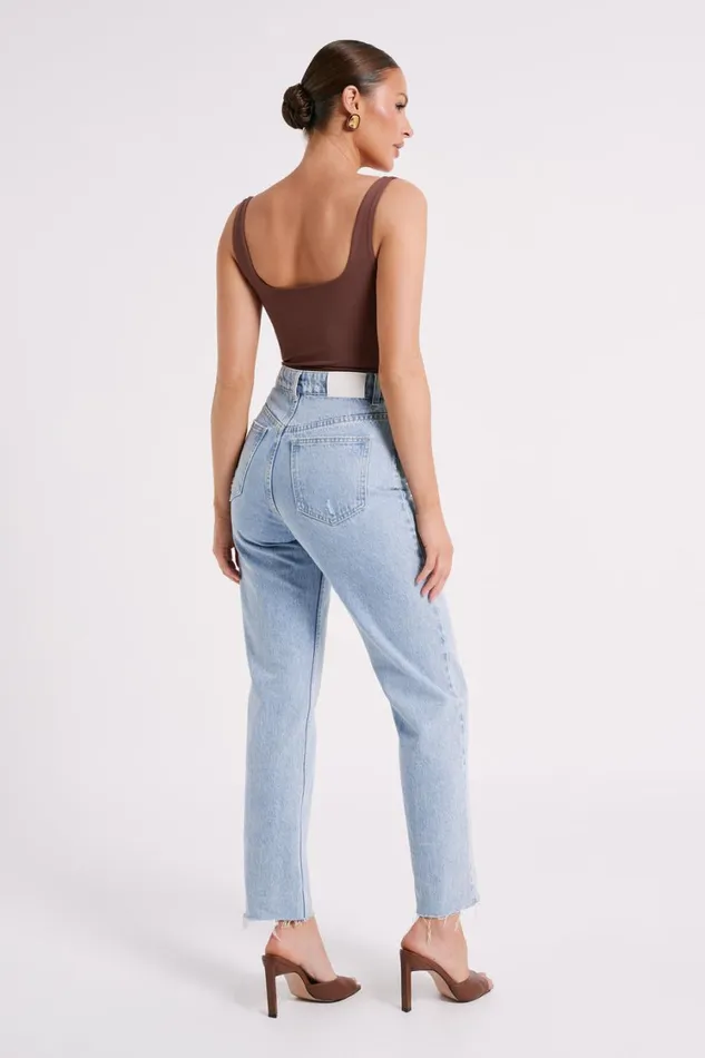 Women Meshki Tops Charlie Recycled Nylon Scoop Neck Bodysuit 8211 Mocha