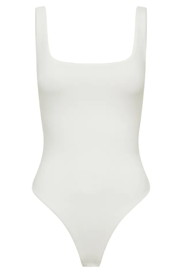 Women Meshki Tops Charlie Recycled Nylon Scoop Neck Bodysuit 8211 White
