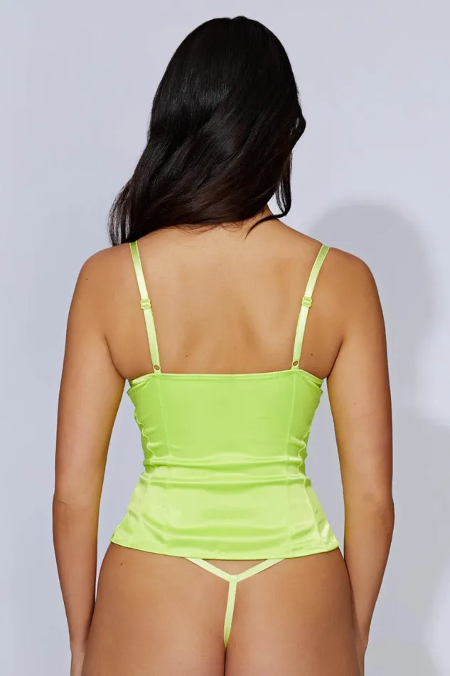 Women Meshki Tops Claudia Lace Satin Bustier Corset 8211 Lime Green Women Meshki Tops Claudia Lace Satin Bustier Corset 8211 Lime Green