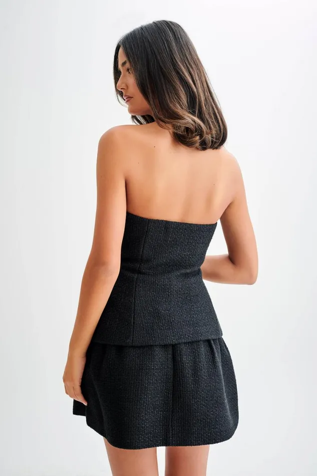 Women Meshki Tops Cyrus Strapless Boucle Top 8211 Black