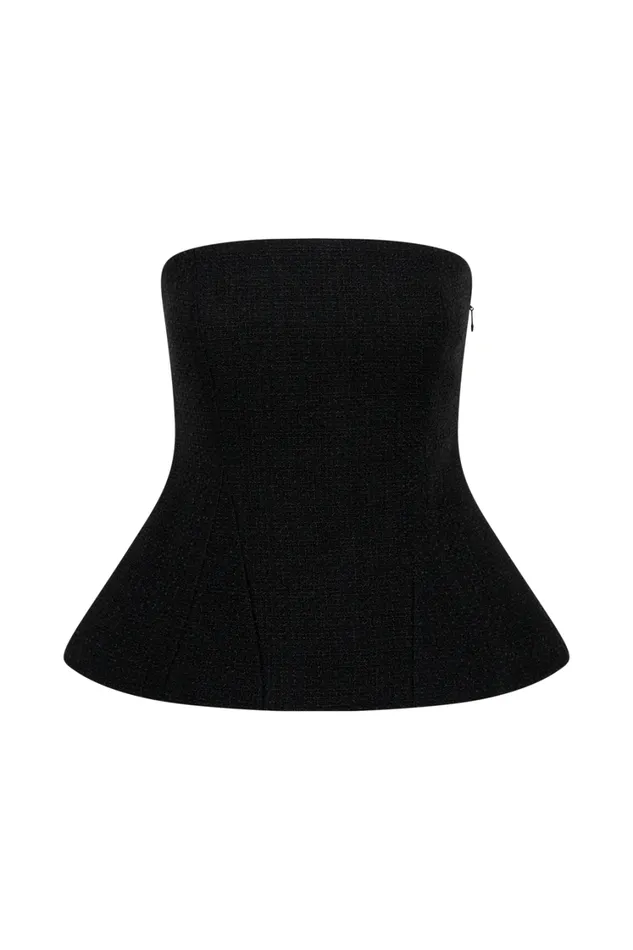Women Meshki Tops Cyrus Strapless Boucle Top 8211 Black