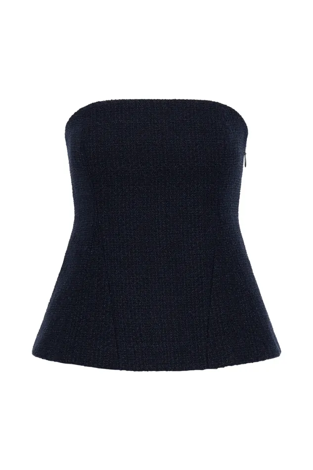 Women Meshki Tops Cyrus Strapless Boucle Top 8211 Navy