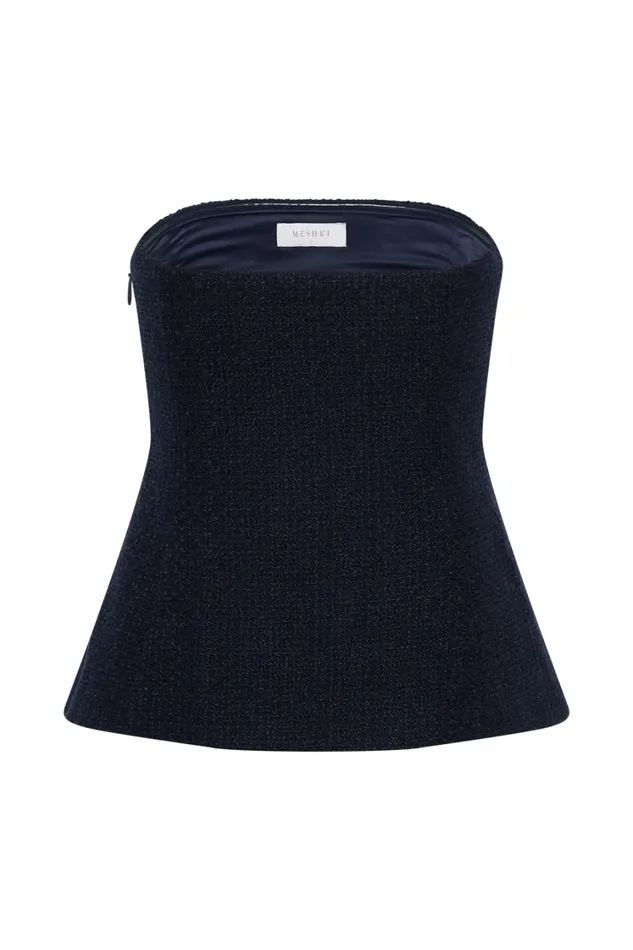 Women Meshki Tops Cyrus Strapless Boucle Top 8211 Navy