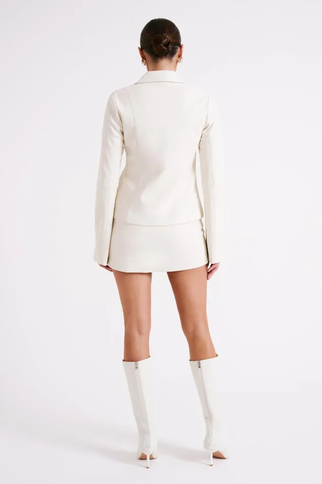 Women Meshki Tops Dina Faux Leather Tie Up Top 8211 Ivory