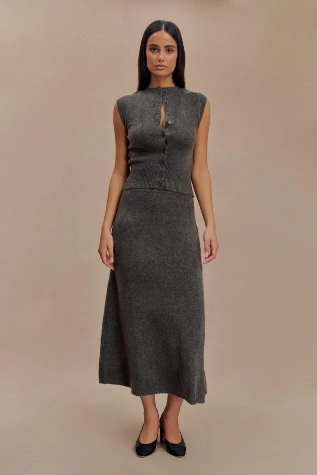 Women Meshki Tops Dionne Sleeveless Knit Vest 8211 Charcoal Marle