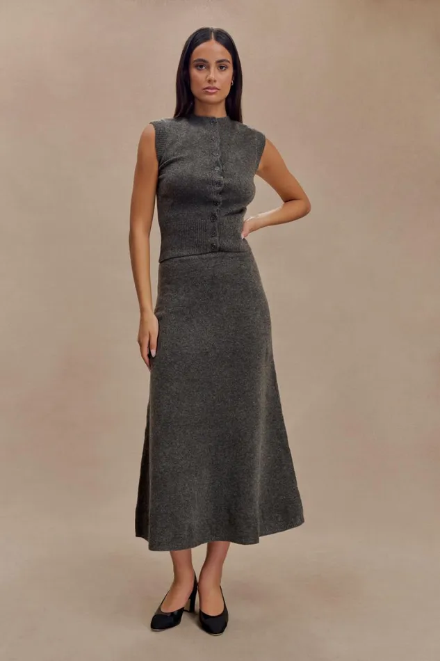 Women Meshki Tops Dionne Sleeveless Knit Vest 8211 Charcoal Marle
