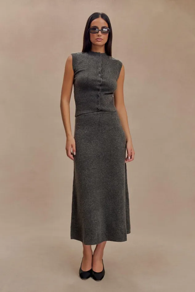 Women Meshki Tops Dionne Sleeveless Knit Vest 8211 Charcoal Marle