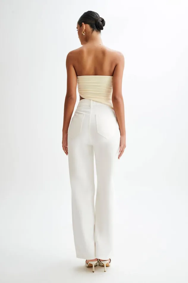 Women Meshki Tops Donata Slinky Strapless Top 8211 Lemon Sherbet