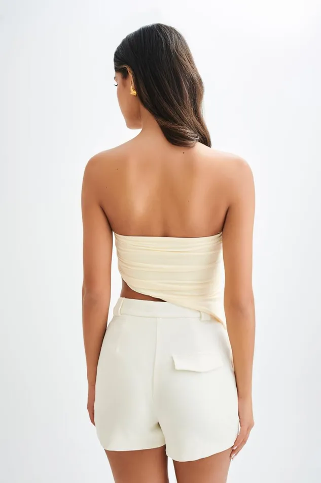 Women Meshki Tops Donata Slinky Strapless Top 8211 Lemon Sherbet