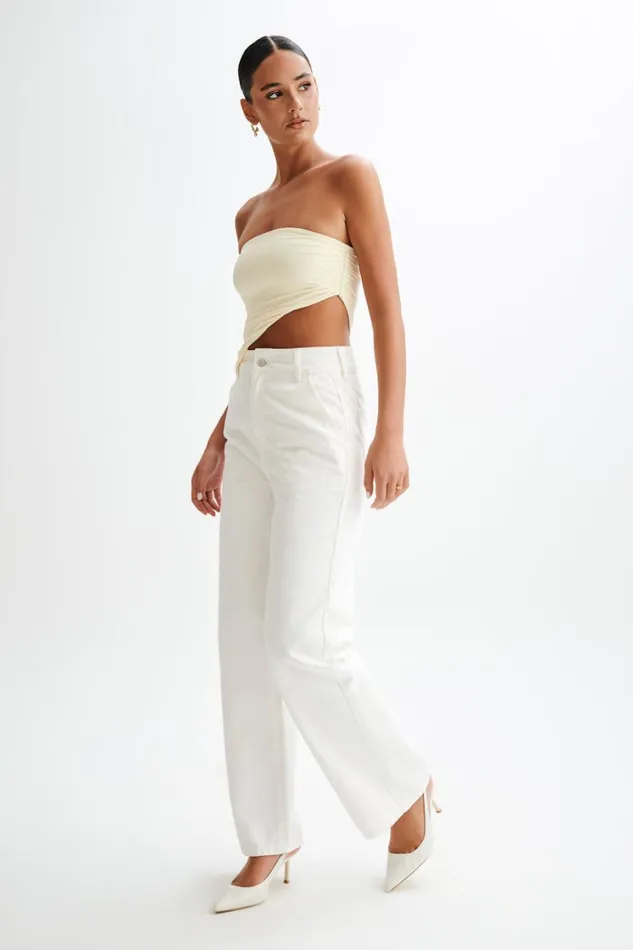 Women Meshki Tops Donata Slinky Strapless Top 8211 Lemon Sherbet