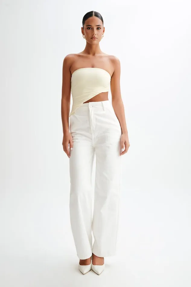 Women Meshki Tops Donata Slinky Strapless Top 8211 Lemon Sherbet