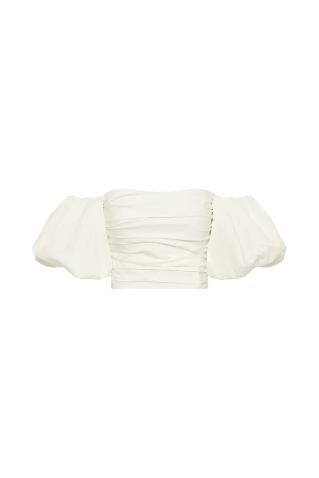 Women Meshki Tops Elidy Princess Sleeve Cotton Top 8211 White