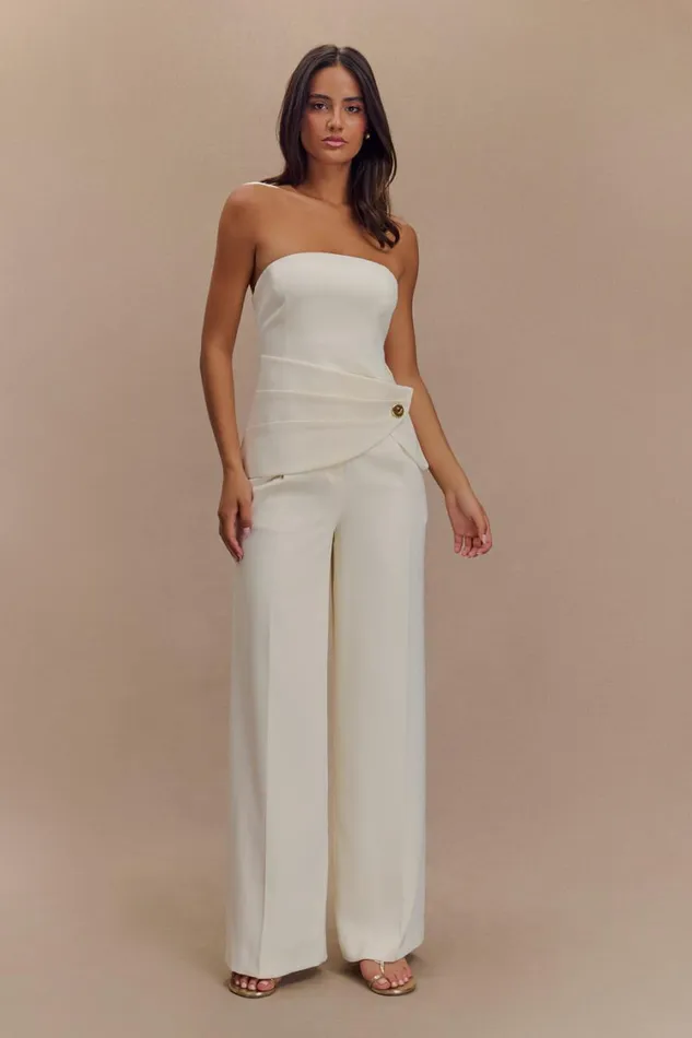 Women Meshki Tops Faith Strapless Suiting Top 8211 Ivory