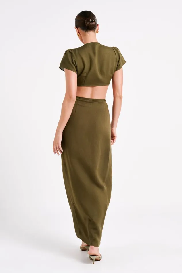 Women Meshki Tops Fatima Linen Crop Top 8211 Khaki