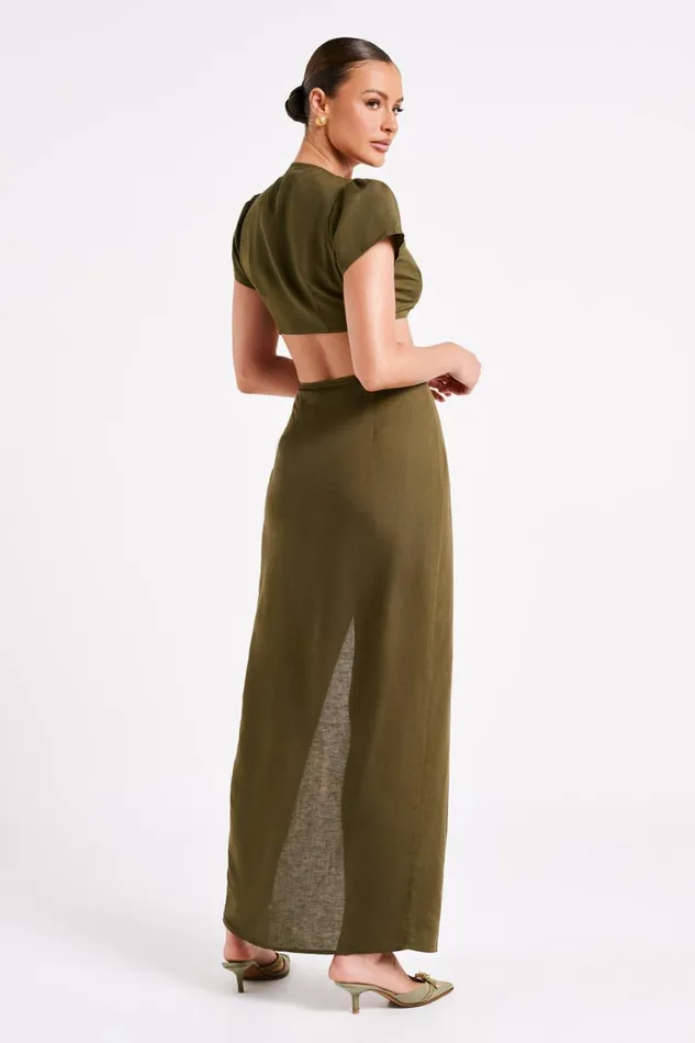 Women Meshki Tops Fatima Linen Crop Top 8211 Khaki