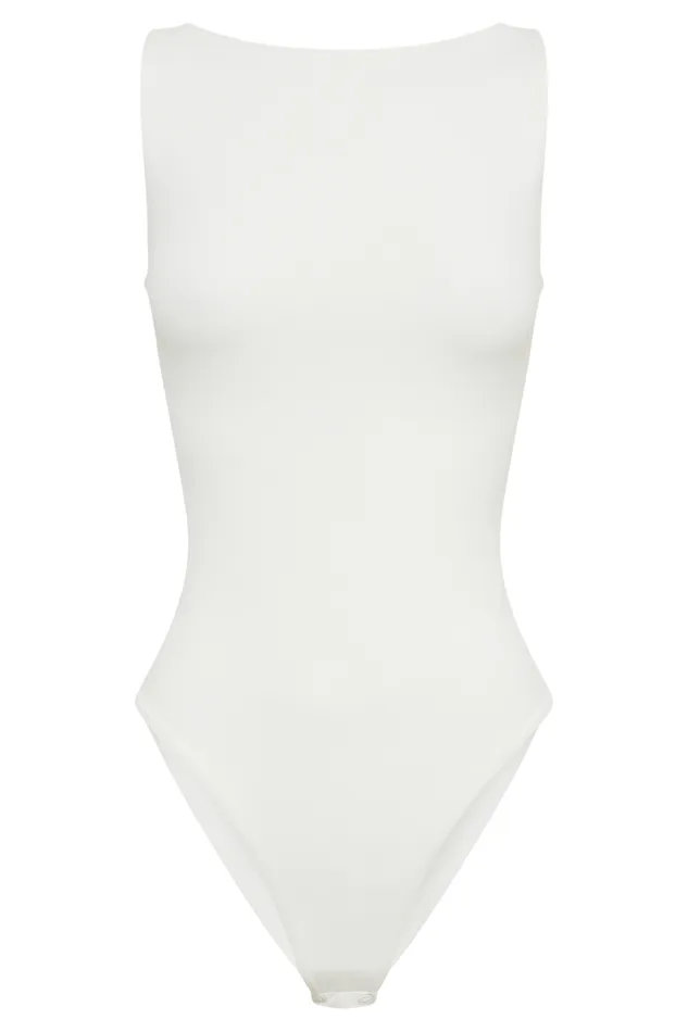 Women Meshki Tops Fiona Recycled Nylon Low Back Bodysuit 8211 White