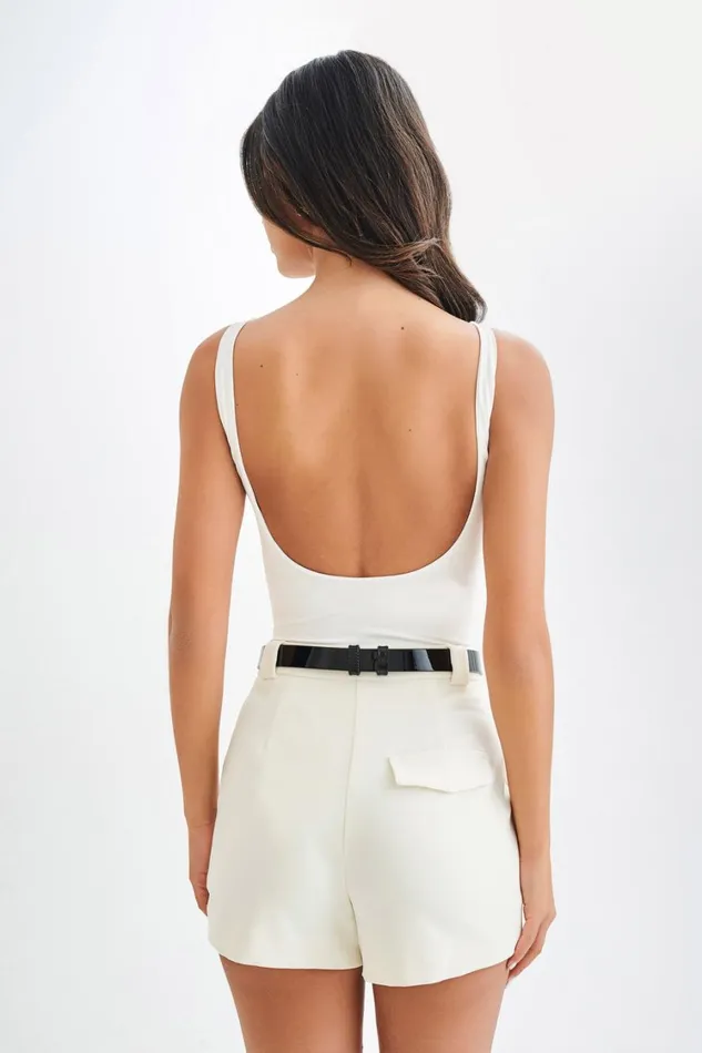 Women Meshki Tops Fiona Recycled Nylon Low Back Bodysuit 8211 White