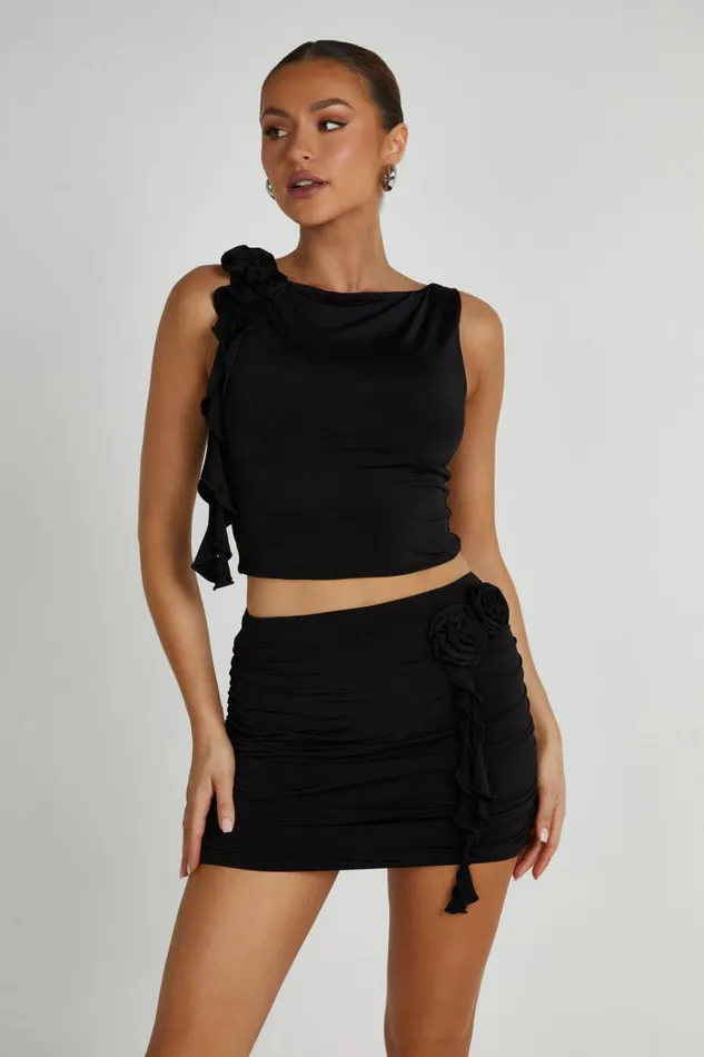 Women Meshki Tops Isabella Sleeveless Rose Top 8211 Black