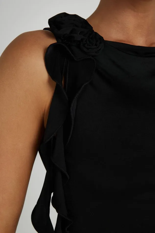 Women Meshki Tops Isabella Sleeveless Rose Top 8211 Black