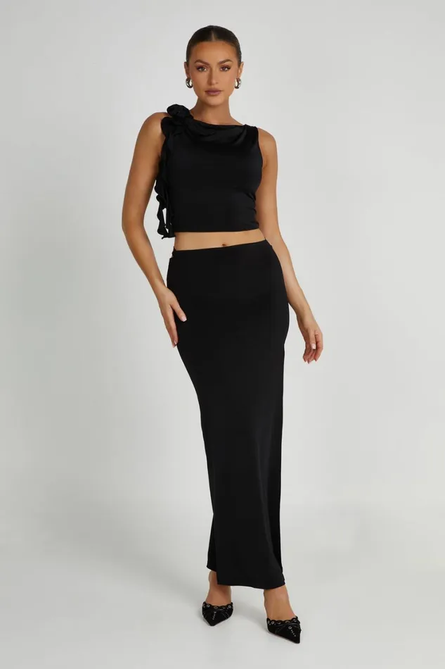 Women Meshki Tops Isabella Sleeveless Rose Top 8211 Black
