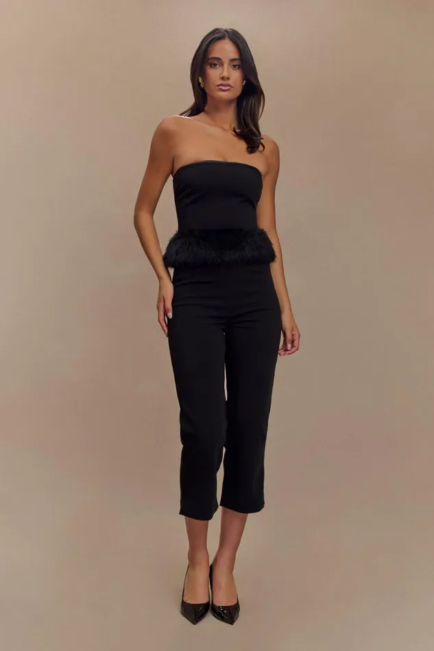 Women Meshki Tops Jacklyn Strapless Faux Fur Top 8211 Black