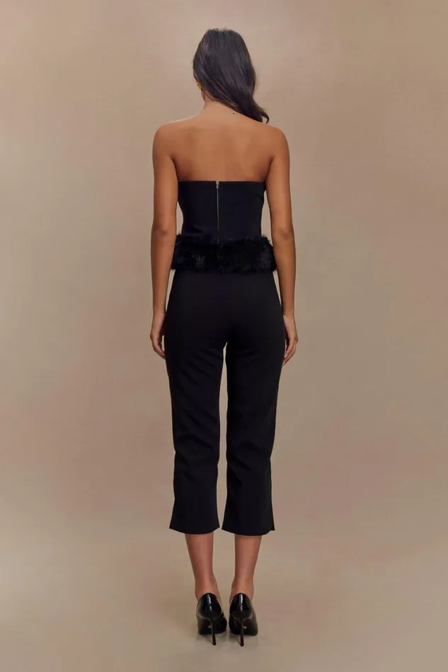 Women Meshki Tops Jacklyn Strapless Faux Fur Top 8211 Black