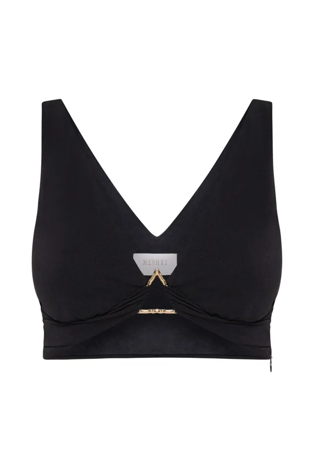 Women Meshki Tops Jacqui Triangle Hardware Crop Top 8211 Black Women Meshki Tops Jacqui Triangle Hardware Crop Top 8211 Black