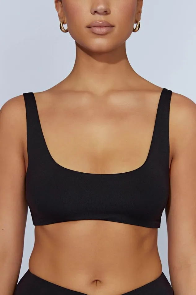 Women Meshki Tops Jemma Scoop Neck Super Crop Top 8211 Black
