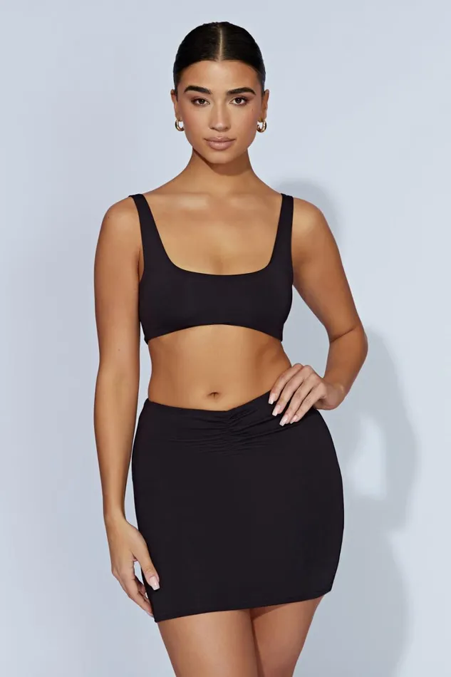 Women Meshki Tops Jemma Scoop Neck Super Crop Top 8211 Black