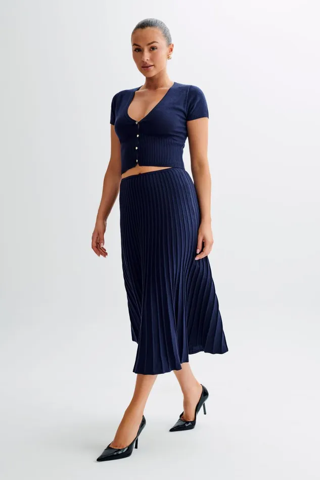 Women Meshki Tops Jolene Button Up Knit Top 8211 Navy