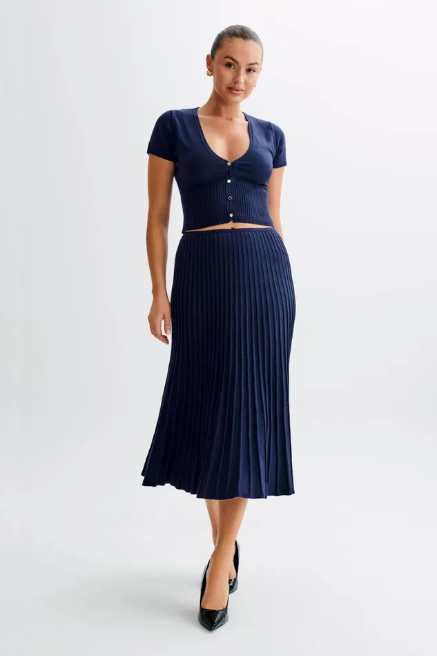 Women Meshki Tops Jolene Button Up Knit Top 8211 Navy