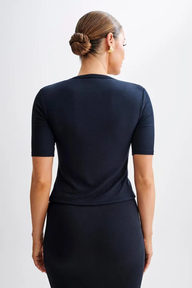 Women Meshki Tops Jonah Button Up Modal Top 8211 Black