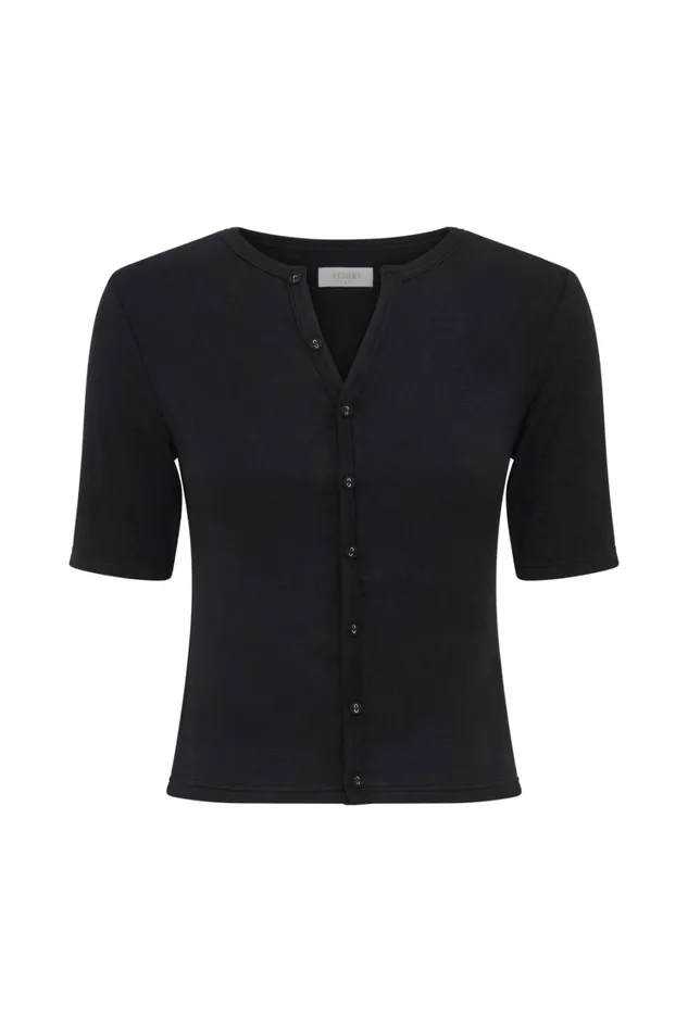 Women Meshki Tops Jonah Button Up Modal Top 8211 Black