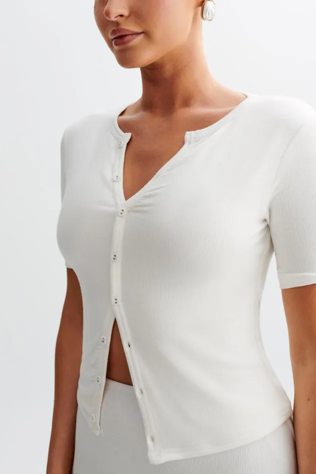 Women Meshki Tops Jonah Button Up Modal Top 8211 Ivory