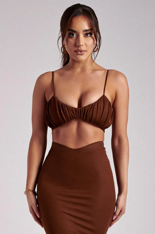 Women Meshki Tops Jordan Ruched Front V Front Top 8211 Ginger