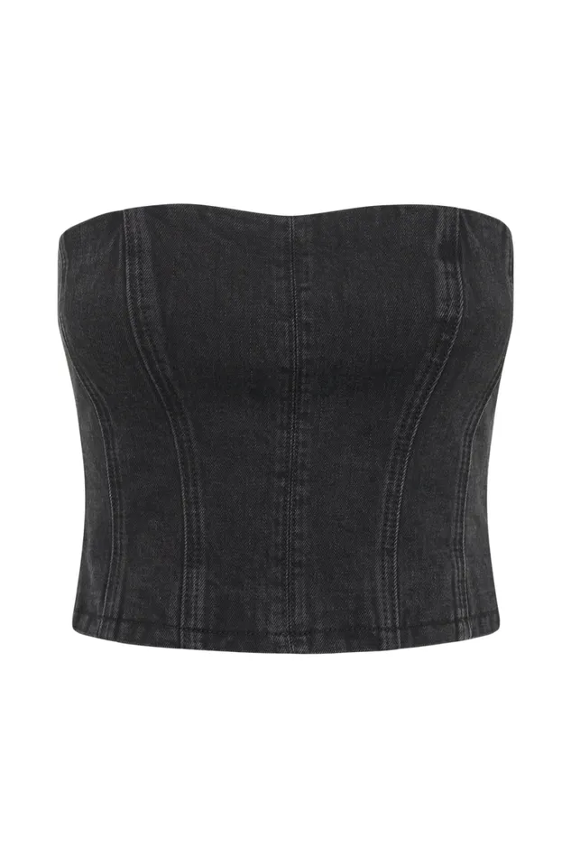 Women Meshki Tops Jordana Denim Tube Top 8211 Washed Black